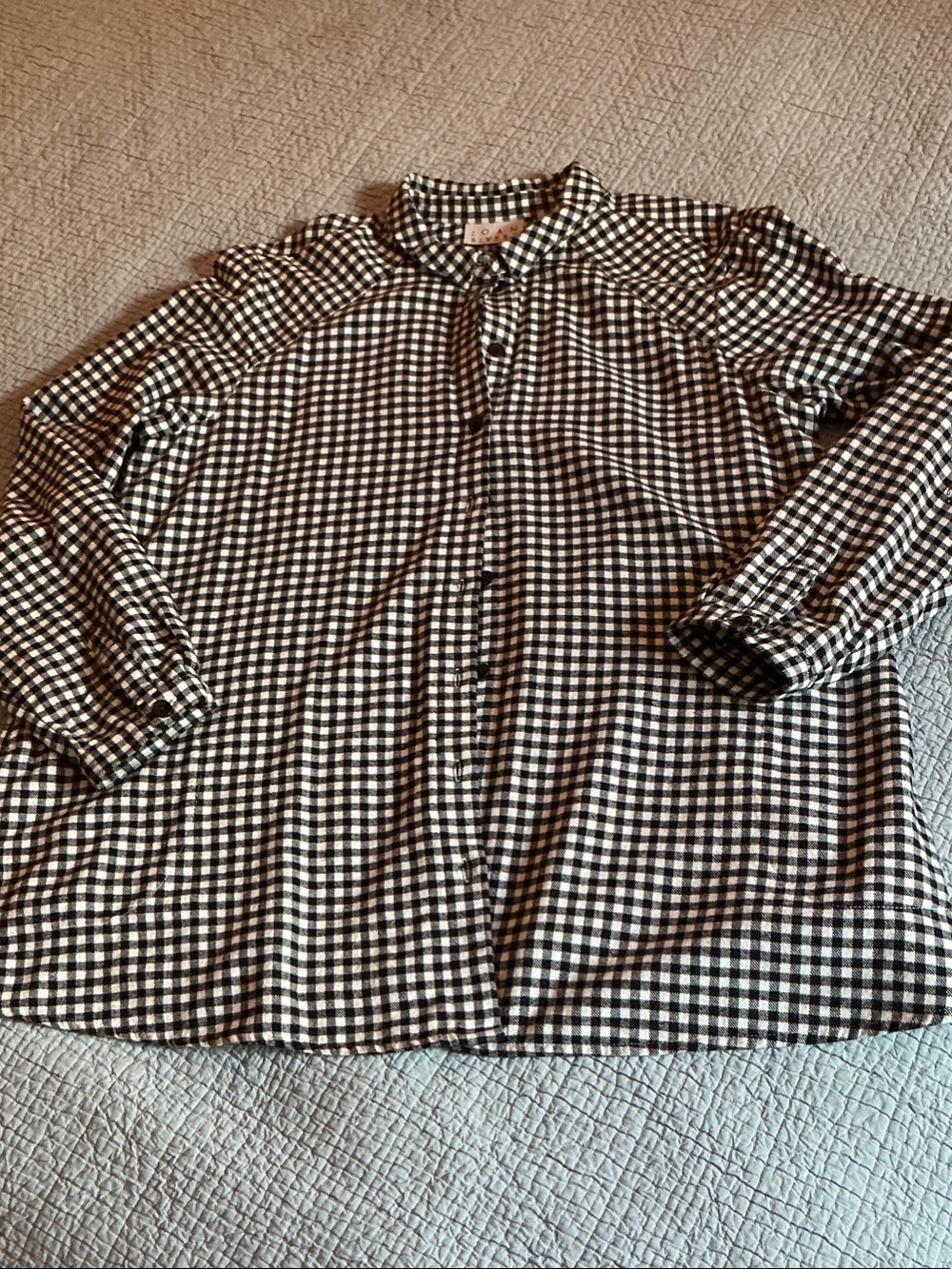 Joan Rivers Black & White 100% Cotton Gingham Button-Down Shirt with pockets